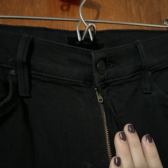 Mother Jeans Black Stunner Zip Ankle Step Fray Not Guilty Denim Womens Size 30 - Picture 7 of 15